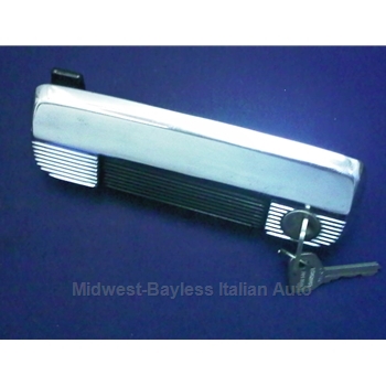 Door Handle Exterior Front Right With Keys - Black (Fiat 128 All 1971-79) - OE NOS