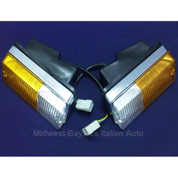  Turn Signal Assembly Front PAIR Left + Right (Fiat X1/9 1973-75 + Euro Series 1) - OE NOS