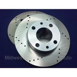 Brake Rotor Cross-Drilled PAIR 2x (Fiat Pininfarina 124, Fiat Bertone X1/9, 131, 128, 850, Yugo, Lancia Scorpion/Montecarlo) - NEW