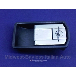 Door Handle Exterior LEFT w/Key - Chrome (Fiat Bertone X1/9 1973-84 + Ferrari, Lamborghini) - OE NOS