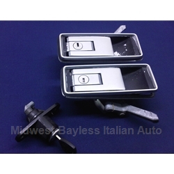 Door Handle Exterior PAIR 2x + Trunk Lock W/Key (Lancia Beta Coupe Zagato All) - U8