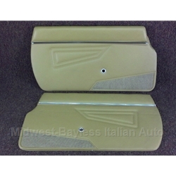Door Panel - PAIR 2x Complete - Beige Dark (Fiat Pininfarina 124 Spider 1979-85) - NEW