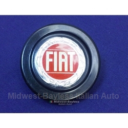 Horn Button Assembly 50mm "Fiat" Logo (Fiat 124 Spider 1979-82 + Al MOMO Wheels) - OE NOS