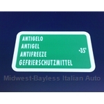Restoration Decal - "ANTIGELO" Antifreeze Decal