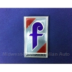 Badge Emblem "f" Hood Rectangular (Fiat Pininfarina 124 Spider 1984-85) - OE NOS