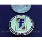 Badge Emblem "f" Hood Round (Fiat Pininfarina 124 Spider 1983) - OE NOS
