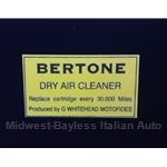 Restoration Decal - "BERTONE" - Air Cleaner (Bertone X1/9 1983-On)