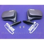 Side View Mirror "Flag Style" PAIR 2x Left + Right Vitaloni "Baby Tornado" (Fiat 124 Spider, X19, 131, 128) - NEW