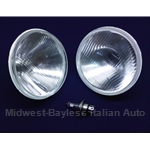 Headlight PAIR 2x - 7" / 175mm H4 Incandescent Headlight KIT (Fiat Lancia All w/7" Bulb) - NEW