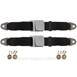 Seat Belt Set 2-Point Black PAIR Lap Belt (Fiat 124, 850, Other Fiat) - NEW