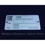 VIN Plate for Engine Bay / Firewall - FIAT through 1973 - OE