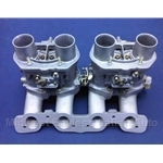 Intake Manifold DOHC Assembly w/ Dual Weber 40 IDF Carburetors (Fiat 124, 131) - NEW OE WEBER