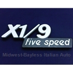 Badge Emblem "X1/9 Five Speed" (Fiat Bertone X1/9 1980 Carb, 1983) - OE NOS