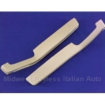 Arm Rest PAIR - Beige Stitched / Chrome Piping Complete (Pininfarina 124 Spider 1983-On + All Fiat 124 Spider) - OE NOS