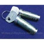 Door Handle Lock Tumblers w/Matching Keys (Fiat Bertone X1/9, Ferrari 308, Lancia Stratos, Lamborghini) - OE NOS