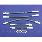 Brake Hose KIT 5x Front+Rear+Center (Fiat Pininfarina 124 Spider, Coupe All to late 1984) - NEW
