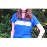"FIAT" Front Logo Ladies V-Neck T-Shirt Blue