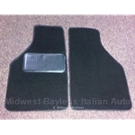 Floor Mat Pair Black Plush (Fiat Bertone X1/9 All) - NEW