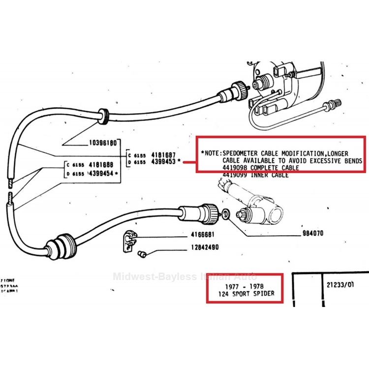Cavo Contachilometri Fiat 124 Special 125 Berlina Speedometer Cable 