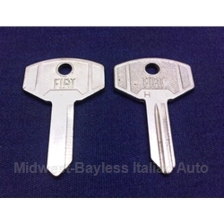 Key Blank - Ignition H-Code (Fiat 850 Coupe, 1100/1200, Other Italian) - OE NOS