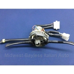 Steering Column Switch Assembly 2-Pos Lights (Fiat 128 Sedan Wagon 1971-72 + 1971-72 124 Spider + Other Italian) - OE NOS