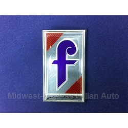        Badge Emblem "f" Hood Rectangular (Pininfarina 124 Spider 1984-85) - OE NOS