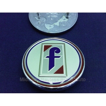       Badge Emblem "f" Hood Round (Fiat Pininfarina 124 Spider 1983) - OE NOS
