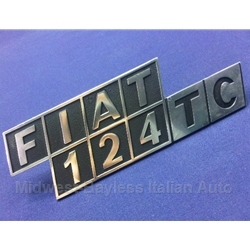 Badge Emblem "Fiat 124 TC" (Fiat 124 Sedan Wagon) - OE NOS