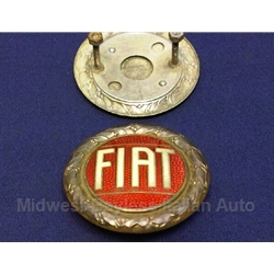 Badge Emblem "FIAT" 58mm Bronze Enamel for Grille - FACTORY OE (Fiat 124 Spider 1968-74) - U8.5