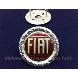 Badge Emblem "FIAT" 58mm Silver Enamel (Fiat X1/9, 124, 128, 131, 850) - NEW