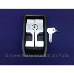 Trunk Engine Cover Release Lever Assembly w/Key (Fiat Bertone X1/9 1973-85 + Ferrari, Other Italian) - NEW