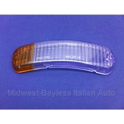 Turn Signal Lens Front Right AMBER/CLEAR (Fiat 850 Spider 1966-67 + Lamborghini) - OE NOS