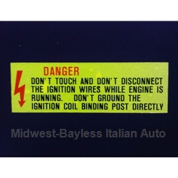    Restoration Decal - "DANGER - Don't Touch" Electrical Ignition (Fiat / Lancia)