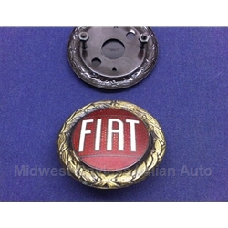 Badge Emblem "FIAT" 58mm Bronze Enamel for Grille (Fiat 124 Spider 1968-74) - NEW