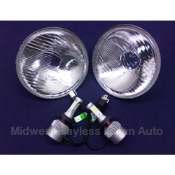   Headlight Bulb SET 2x -  5.75" H4 L.E.D. LED Headlight PAIR - Fiat Lancia All w/5.75" Bulbs - NEW 