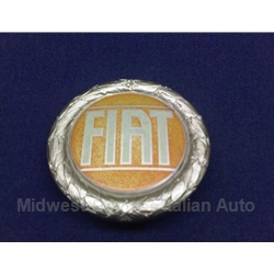 Badge Emblem "FIAT" 58mm Silver Silkscreen (Fiat X1/9, 124, 128, 131) - U8