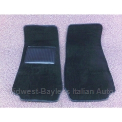        Floor Mat Pair Black Plush (Fiat Pininfarina 124 Spider All) - NEW