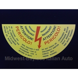    Restoration Decal - "PERICOLO!" Electronic Ignition (Fiat Bertone X1/9) - NEW