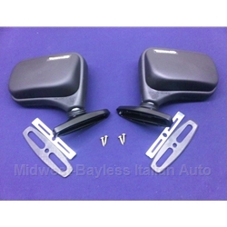     Side View Mirror "Flag Style" PAIR 2x Left + Right Vitaloni "Baby Tornado" (Fiat 124 Spider, X19, 131, 128) - NEW
