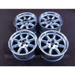           Alloy Wheels SET 4x MINILITE Style 15x7" - For Flared Fenders (Fiat 124, X1/9, 850, 128, 131) - NEW
