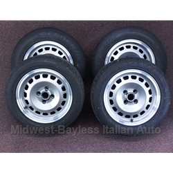 Alloy Wheels SET 4x "BITURBO" 14x6 + 14x6.5 w/Tires (Fiat X1/9, 124, 131, 128, Lancia) - RECONDITIONED