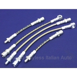        Brake Hose KIT - 5x Stainless Braided Lines  (Fiat 124 Spider, Coupe) - NEW