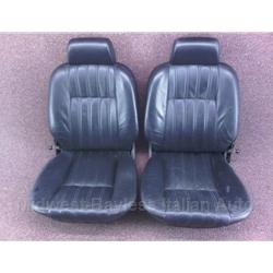         Seat Pair Front Black LEATHER - OEM (Fiat Pininfarina 124 Spider 1983-85 + 124 Spider, Coupe ALL) - U8.5