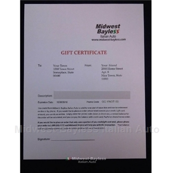 Gift Certificate    $125.00 US Dollars