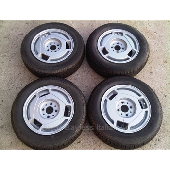   Alloy Wheels SET 4x Cromodora CD-179 "Tron" w/New Dirt Tires (Fiat Bertone X1/9 1984-86 + Other FIAT) - RECONDITIONED