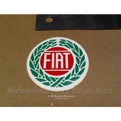 "FIAT" emblem style Decal - 2 1/4" circle (Fiat 124 Spider Coupe X19 128 131 850)