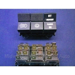 Headlight Switch SET 3-Way Triple Switch (Fiat 124 Wagon/Sedan 1970) - OE NOS